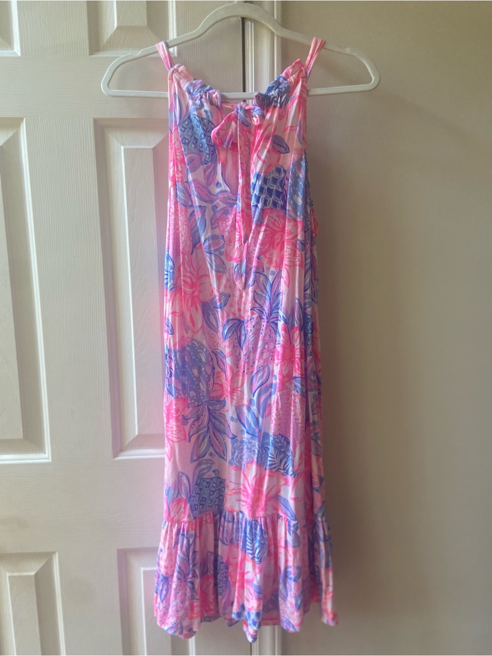 Lilly Pulitzer Pink and Lilac Floral Tie-Neck Dress